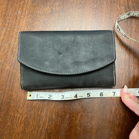 RFID Womens Dar Gray Soft Leather Bi Fold Wallet Snap Closure Card Slots Classic - Picture 10 of 11